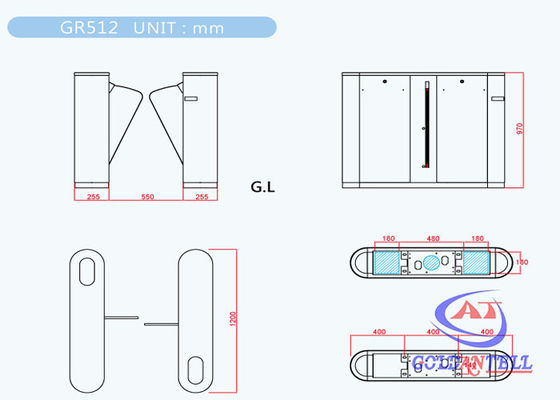 Pedestrian waist height turnstiles remote controls wireless alarm system