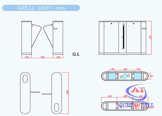 Pedestrian waist height turnstiles remote controls wireless alarm system