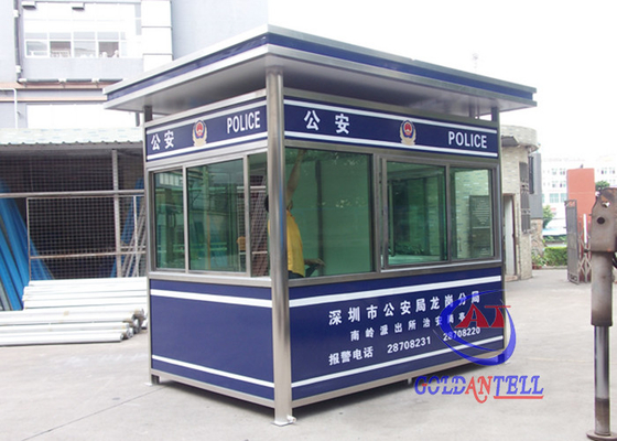 Color Steel Prafab Mobile Sentry Box For Police Working Desk , Electricity , Light