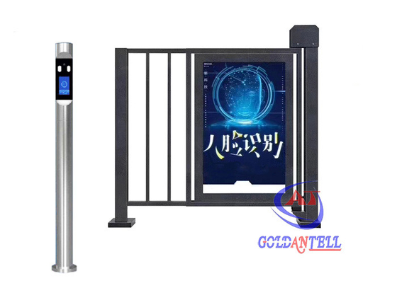Συνήθειας μισή ύψους περιστροφικών πυλών LCD πόρτα πρόσβασης αναγνώρισης προσώπου διαφήμισης οθόνης υπαίθρια για την είσοδο χώρων στάθμευσης